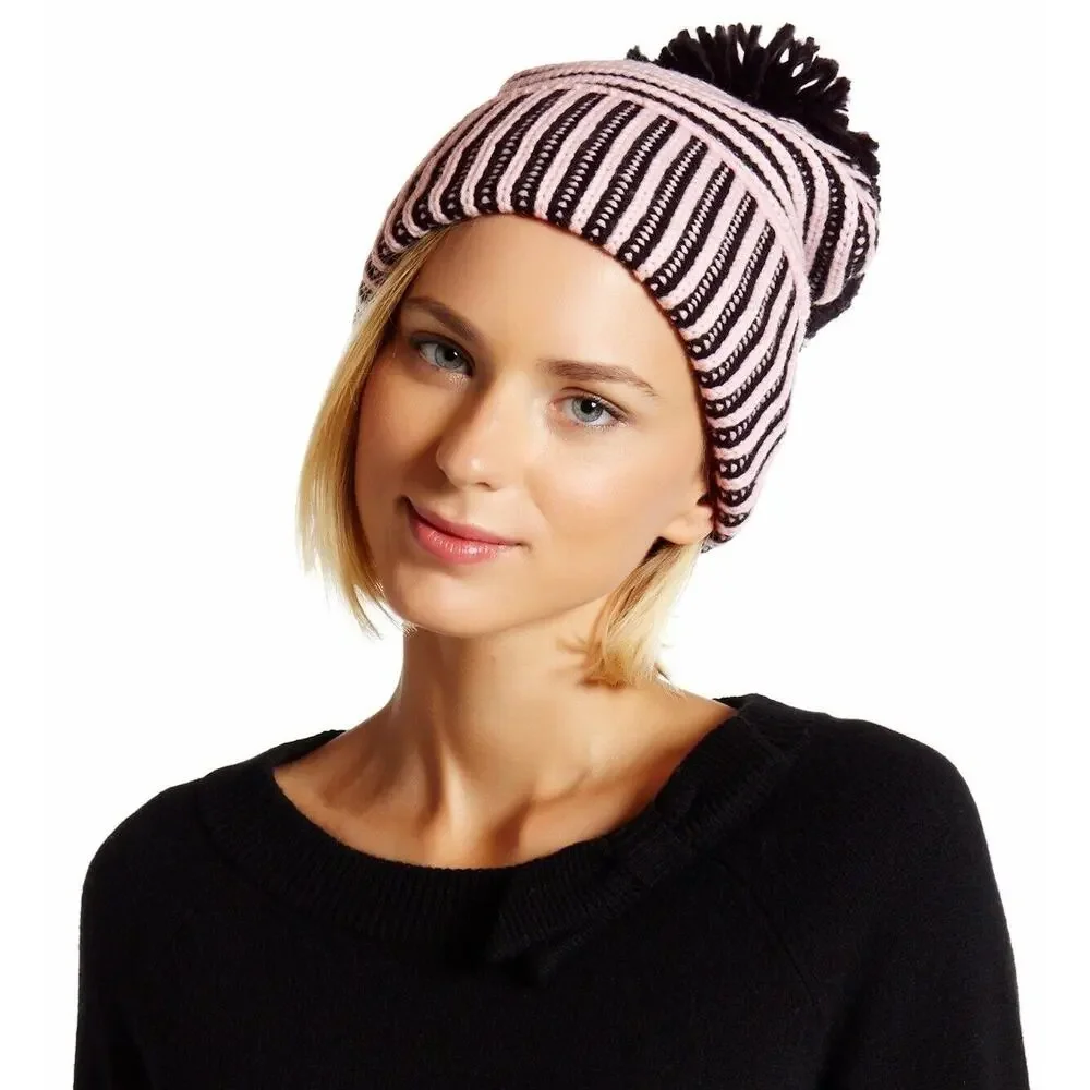 NWT Kate Spade New York Plaited Rib Cuff Hat W/ Pom